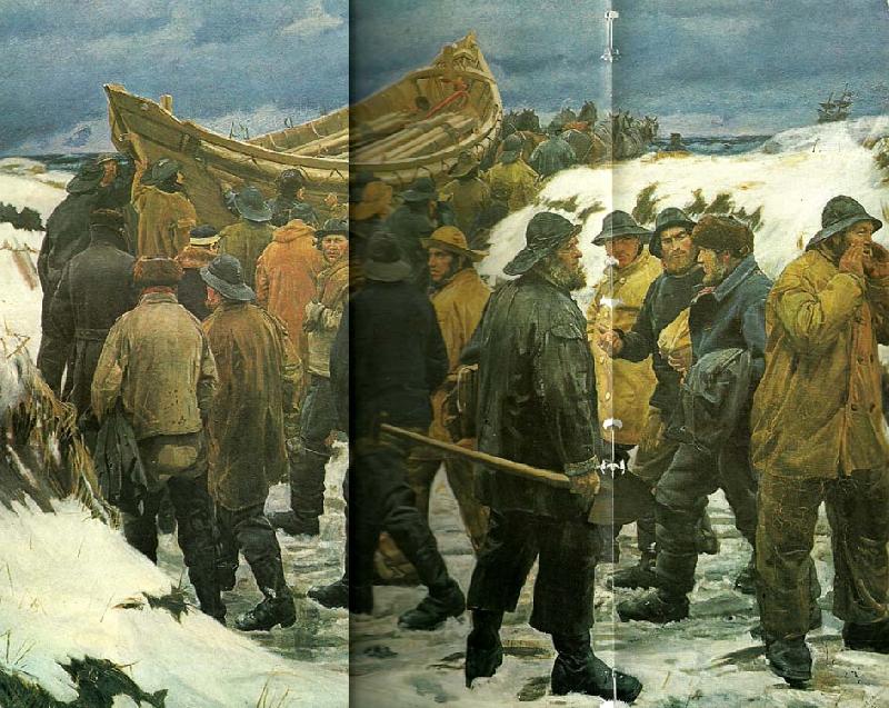 Michael Ancher redningsbaden fores gennem klitterne China oil painting art